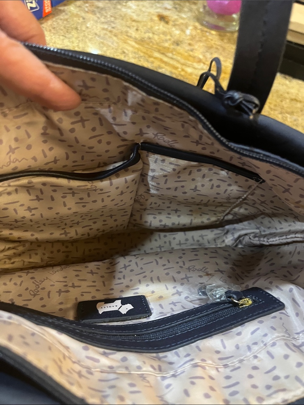 RADLEY LONDON Navy Quilted Crossbody Bag with Top Handles - Picture 7 of 8